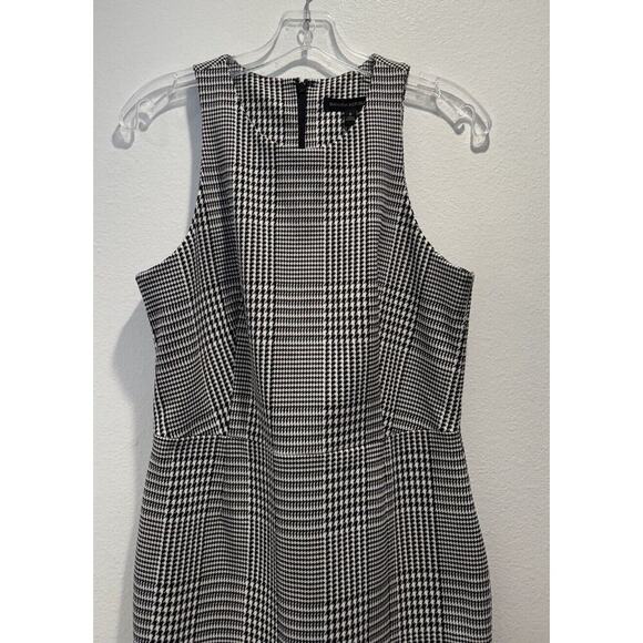 Banana Republic Size 8 Houndstooth Dress Sleeveless Sheath Bi Stretch Slit Work - Picture 4 of 8